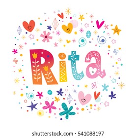 Rita girls name decorative lettering type design