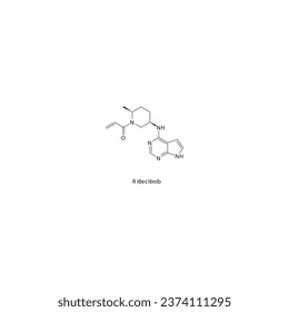 Ritlecitinib flat skeletal molecular structure JAK3 inhibitr drug used in alopecia areata, hair loss treatment. Vector illustration.