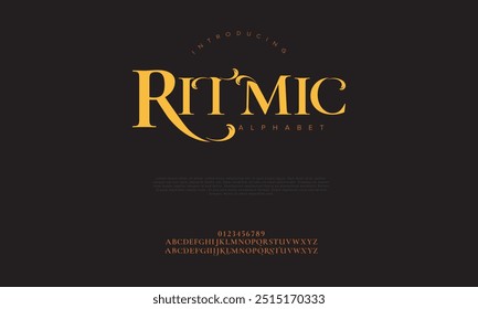 Tipografía rítmica moda de belleza elegante minimalista serif italic Fuentes decorativas de la boda vintage logotipos retro. Logotipo de alfabeto de fuente de lujo mínimo. Ilustración vectorial