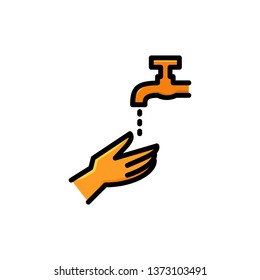 ritual ablution before prayer fill outline icon