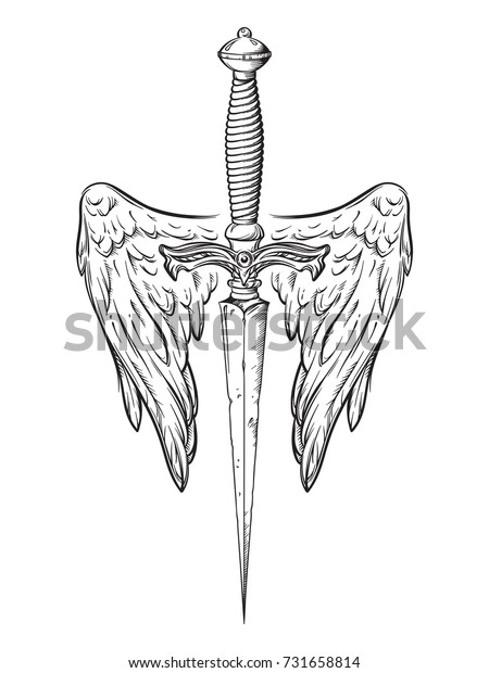 Ritual Dagger Angel Wings Isolated On Stock Vector (Royalty Free ...