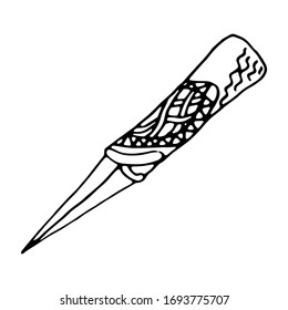 Ritual dagger on a white background. Hand drawn vector illustration. Black work, flash tattoo or print design. Doodle line style vector illustration. Occultism, Wicca, Herbalism