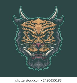 ritual lion head vector illustration