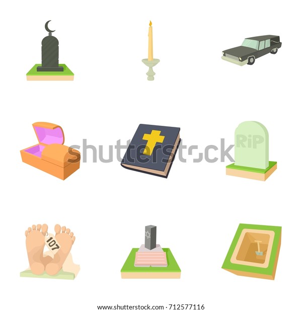 Ritual service icons\
set. Cartoon set of 9 ritual service vector icons for web isolated\
on white background
