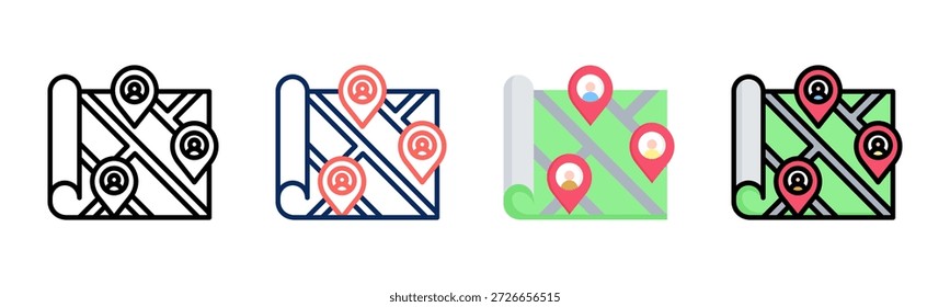 Ícone do Rival Mapping definir coleção de vários estilos