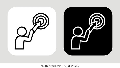 Icono de presión rival en estilo de línea blanco y negro