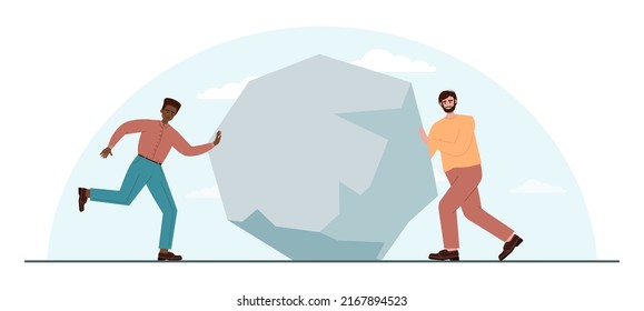 Rivalry concept. Characters competing with each other. Business contest, employees compete towards success. Flat vector illustration