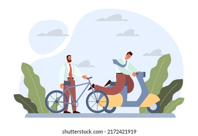 Rivalry concept. Characters competing with each other. Business contest, employees compete towards success. Flat vector illustration