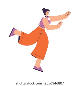 Rivalry and Fierce Competition with Woman Character Moving Fast to Aim Vector Illustration