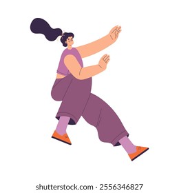 Rivalry and Fierce Competition with Woman Character Moving Fast to Aim Vector Illustration