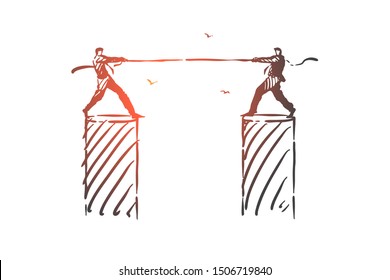 Rivalry, opposition, struggle concept sketch. Hand drawn isolated vector