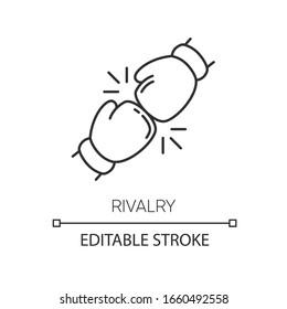 Rivalry pixel perfect linear icon. Thin line customizable illustration. Friendly contest, competitive interpersonal relationship contour symbol. Vector isolated outline drawing. Editable stroke