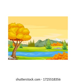 Fluss mit Hintergrund des Herbstwaldes