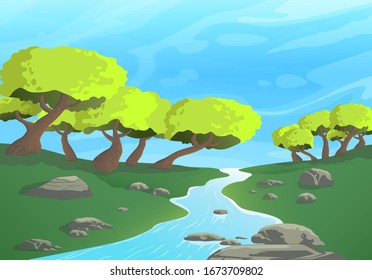 river between trees background vector