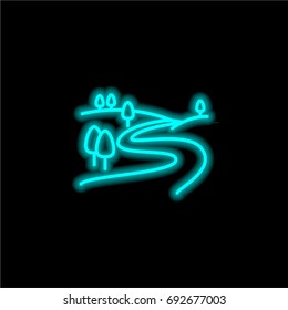 River blue glowing neon ui ux icon. Glowing sign logo vector