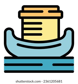 River boat icon outline vector. Travel culture. Trip asian color flat