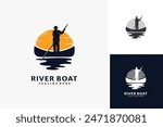River boat logo design illustration