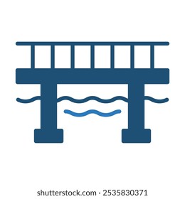 River Bridge icon line vector illustration