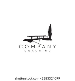 River bridge tree landscape logo design vector royalty free image template 