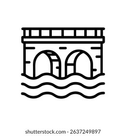 River bridge with two arches illustration design element