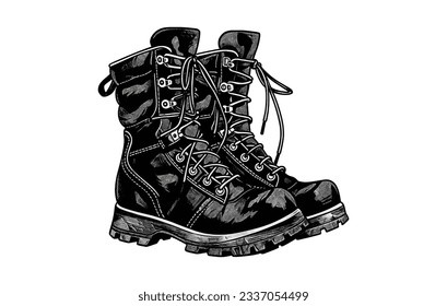 River Camping Boots vector icon, Boosts illustration
