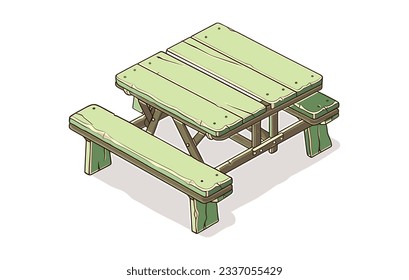 River Camping Table Flat Vector Icon, Camping Table Illustration.
