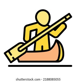 River canoe icon outline vector. Paddle boat. Fishing sport