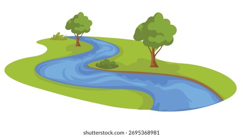 River cartoon, stream as body of surface water flowing