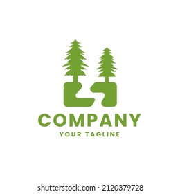 River Creek Landscape Logo Design Two nature trees Logo