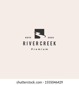 river creek logo hipster retro vintage vector icon illustration	