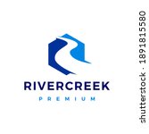 river creek logo vector icon illustration