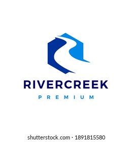 ilustración de icono del vector del logotipo de la cresta de río