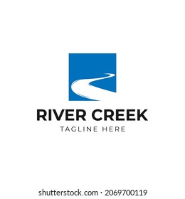 river creek logo vector icon illustration