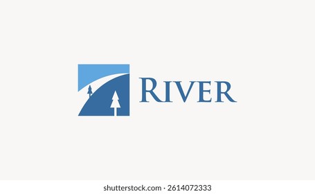 river creek winding road logo vector icon design illustration