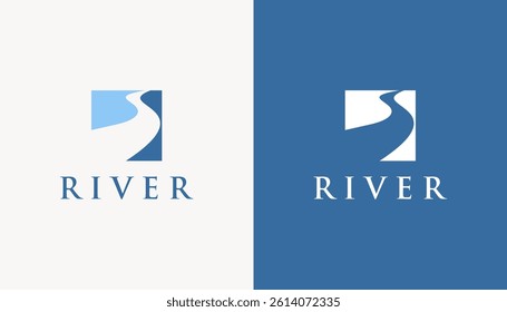 river creek winding road logo vector icon design illustration