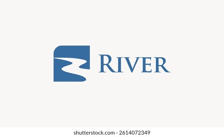 river creek winding road logo vector icon design illustration