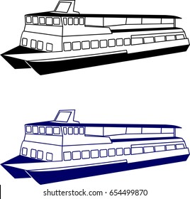 River Cruise Ship, Vector, Icon.