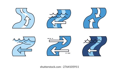 River Current Line art vector minimal colorful pattern illustration