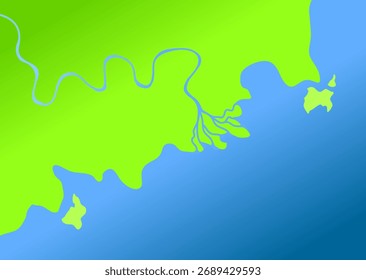 Mapa falso de la ilustración del delta del río para la idea del juego