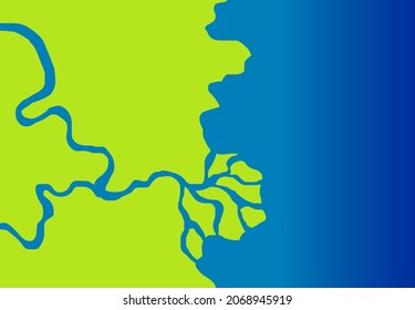 Ilustración del delta del río en indonesia llamada delta sungai