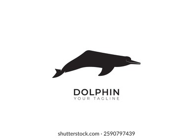 river dolphin logo silhouette, minimalist river dolphin logo