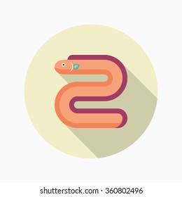 River eel flat  icon with long shadow,circle,eps10,interface,button