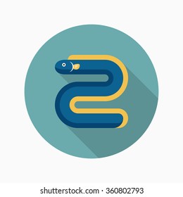 River eel flat  icon with long shadow,circle,eps10,interface,button