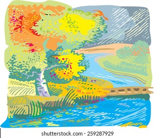 river at fall backgound