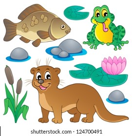 River fauna collection 1 - vector illustration.