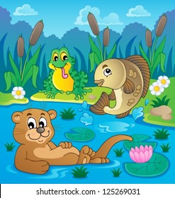 River fauna theme image 2 - vector illustration.