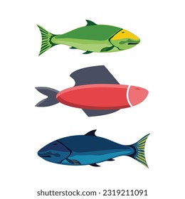 River fish. Freshwater aquarium fish set. Varieties of popular ornamental color fish. fish collection. modern flat vector