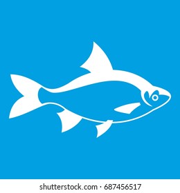River fish icon white isolated on blue background vector illustration