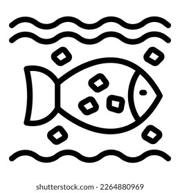 River fish microplastics pollution icon outline vector. Water food. Sea ocean