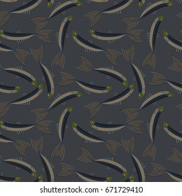 River fish. Seamless pattern. Endless texture